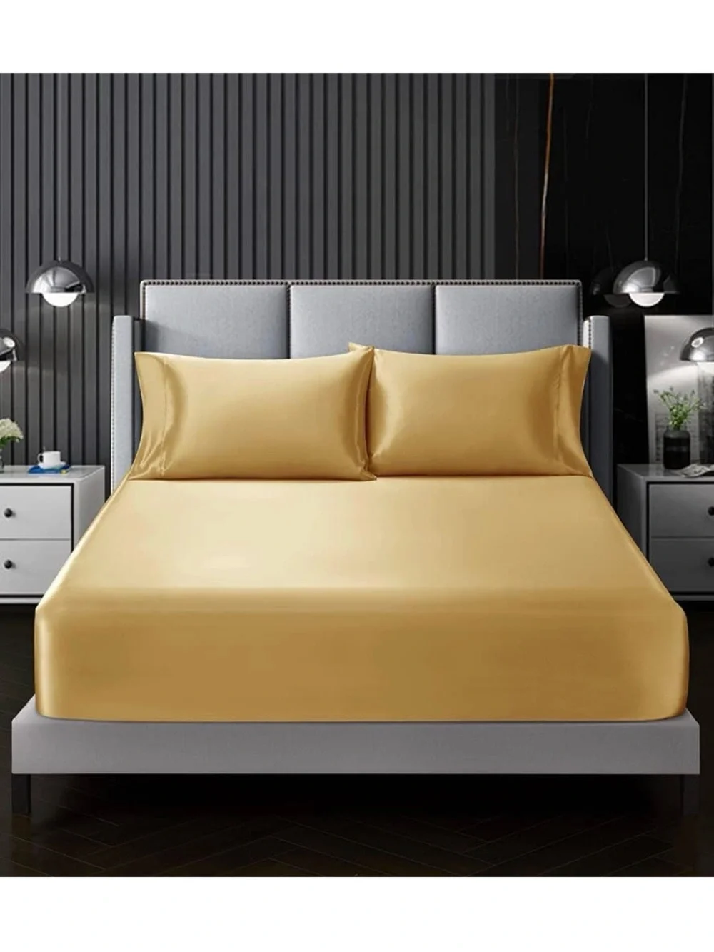 Golden Satin 6-Piece Bedding Sheet Set - King